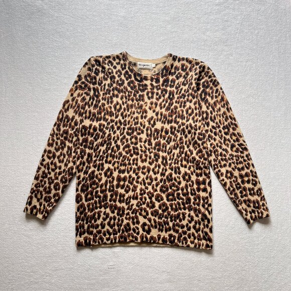 Vintage 80s Magnolia Leopard Animal Print Wool & Angora Crew Neck Sweater - Picture 4 of 6